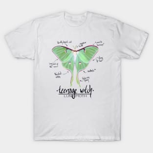 Luna Moth, teen witch, annotated T-Shirt